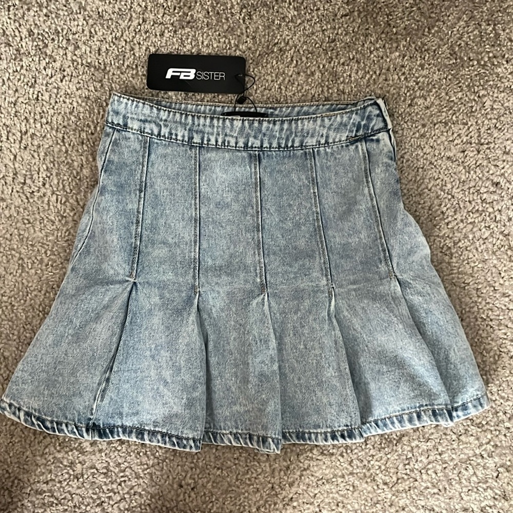 FB Sister pleated denim mini skirt